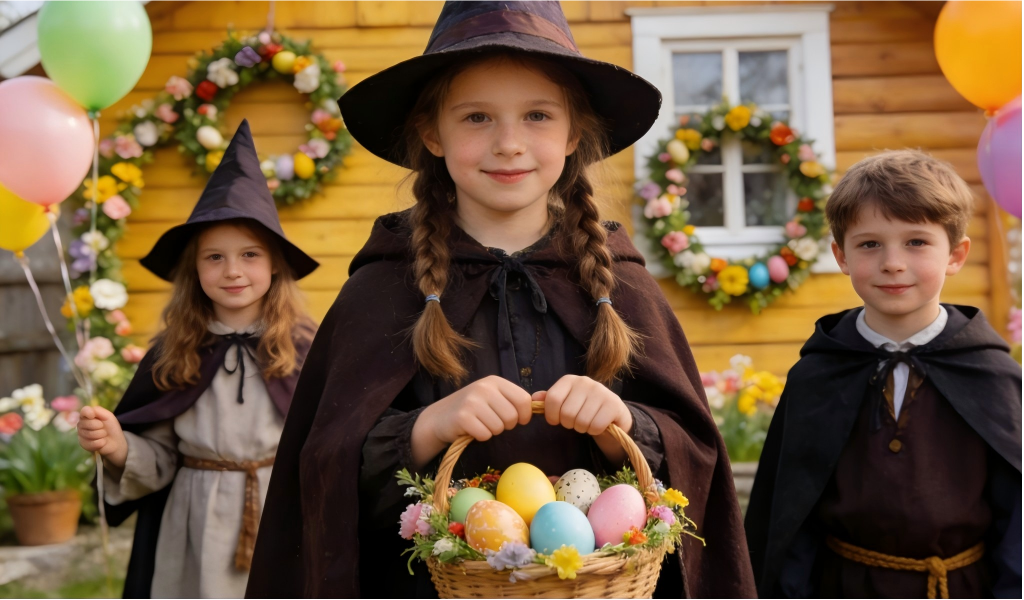Finland and Sweden Easter, Kids dress as Easter witches