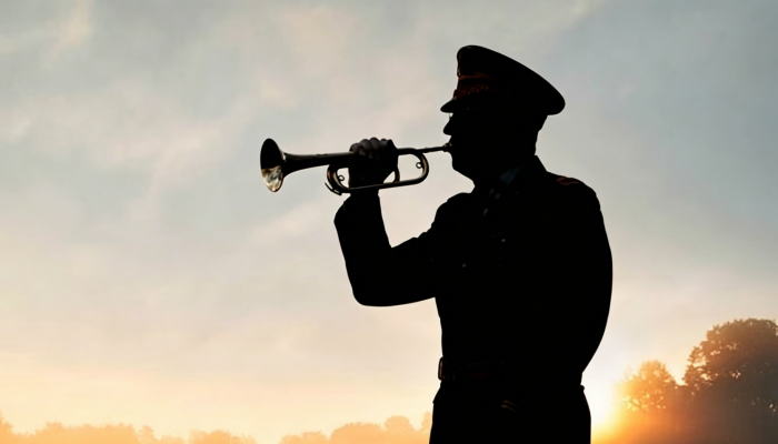 Play Taps on the trumpet.